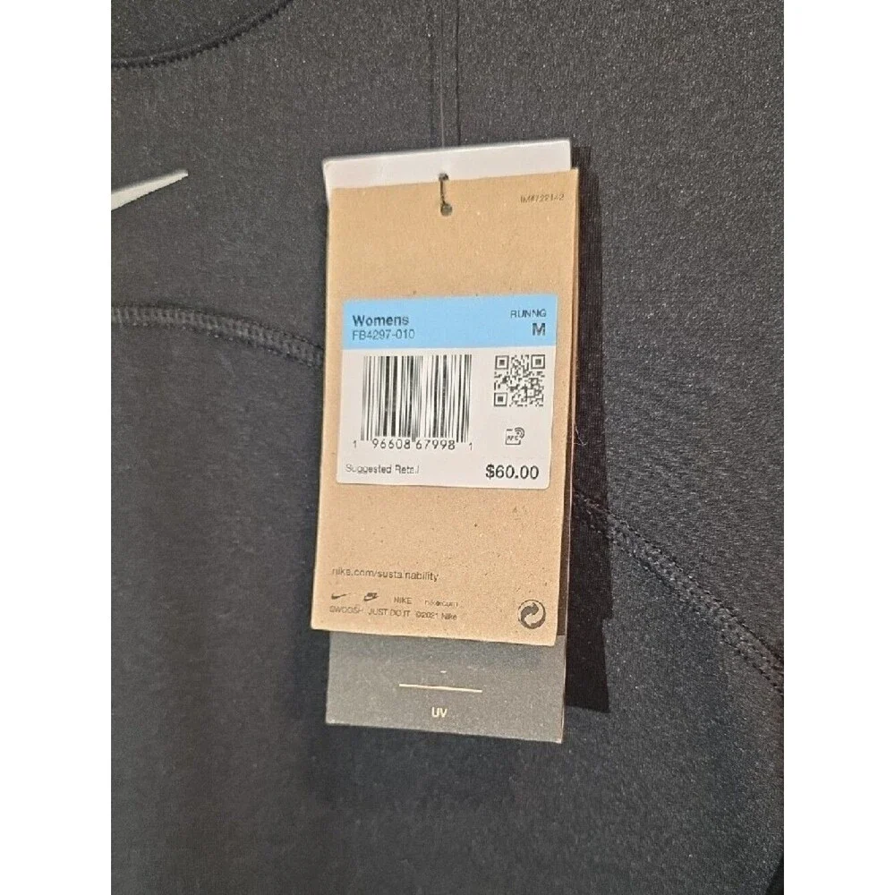 0139 Nike Black Long Sleeve Athletic Top with White Swoosh